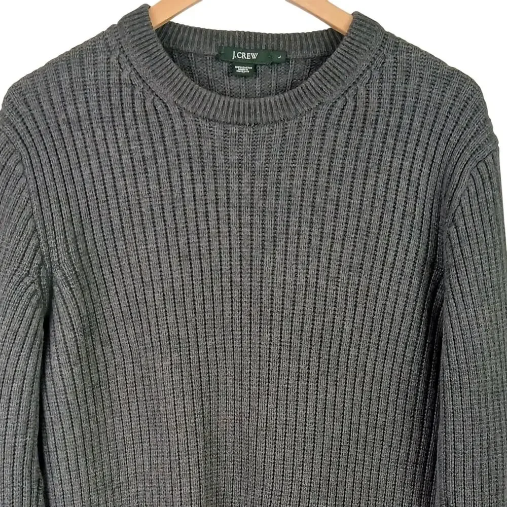 J.Crew Men’s SZ L VTG Chunky Cotton Ribbed Sweater -Holiday 2004-Charcoal